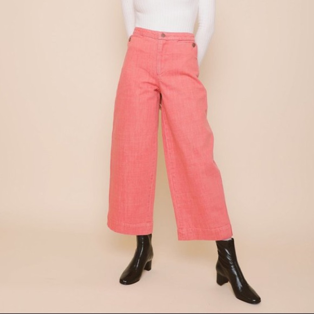 Carleen Pink Lindsay Wide Leg Denim Pant